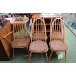 Set of 5 Ercol Blonde Elm Shaker style Chairs with blue label