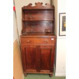 19thC Oak Cabinet with Waterfall bookcase above Cupboard base