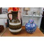 West German Vase and a Chinese Lidded Ginger Jar