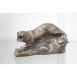 Good quality Bronze figure of a Tiger on rocky outcrop. 10cm in Length