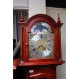 Modern Longcase clock with brass roman numeral dial