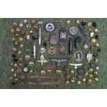 Collection of Military Badges, Buttons, Whistles, compasses etc