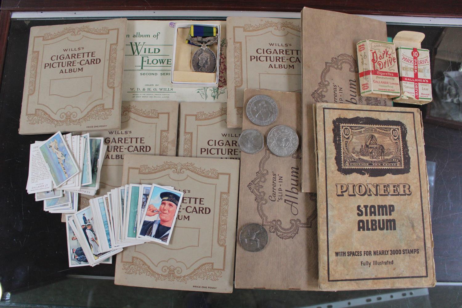 Collection of assorted Players Cigarette Cards and assorted Coins