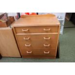 G Plan Light Oak Mid Century chest of drawers with matching mirror