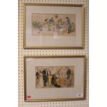 Randolph Caldecott 1846 - 1886 pair of framed prints from The Graphic