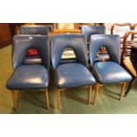 Set of 6 1960s Ben Chairs with Blue Vinyl Covering over Lightwood Legs