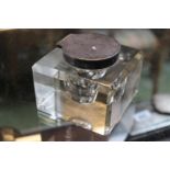 Large Cut glass Silver topped inkwell London 1897. 7.5cm in height