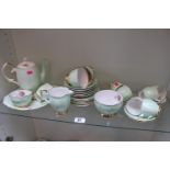 Queen Anne floral decorated Pastel green Tea Set