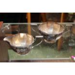 Silver Deco Sugar bowl and Cream Jug Walker & Hall of Sheffield Silver 1915 270g total weight