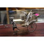 1950s White Metal Hong Kong Rickshaw Cruet set