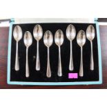 Cased Set of 8 Silver Teaspoons, 2 from each of London, Birmingham, Sheffield & Edinburgh Assay