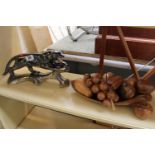 Jema of Holland 780 Panther in Metallic finish and a Carved wooden bowl with Fruit