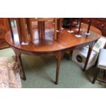 Georgian Mahogany D End dining table on tapering legs with Single Leaf. 165cm in Length