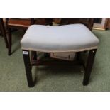 19thC Curved top upholstered seat on Mahogany straight supports