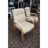 Set of 10 Cream Chairs with Wooden elbows