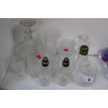 Collection of Edinburgh Crystal Thistle pattern glasses, Decanter and 3 Cut glass shakers