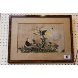Framed Watercolour of Game birds in naturalistic setting mounted and framed