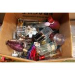 Large collection of assorted empty perfume bottles inc Marc Jacobs, Jean Paul Gaultier etc