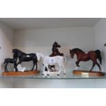 Beswick Black Beauty and Foal, Spirit of Freedom, Beswick Palomino and another horse
