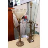 Good Quality Brass Column supported table light and another Brass supported table light