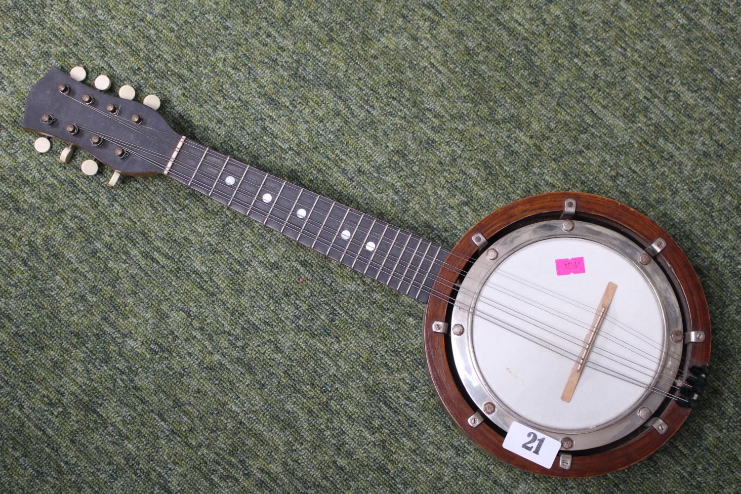 Vintage Banjo of 8 strings with mother of pearl inlay