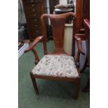 Georgian Mahogany Elbow chair with drop in seat over straight supports