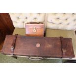 Ward & Sons Brown Leather Shotgun case with paper label and a Cartridge case