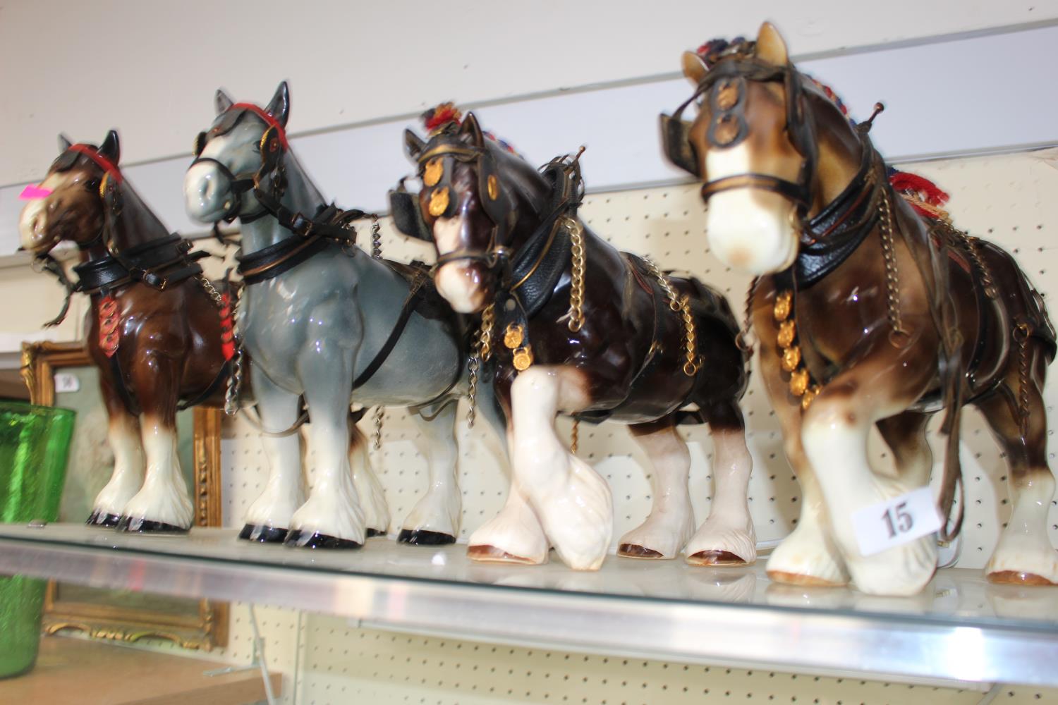 Melba ware Shire Horse and 3 other Shire horse figures