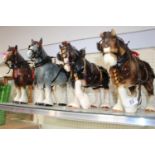Melba ware Shire Horse and 3 other Shire horse figures