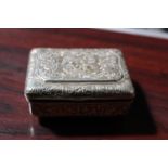 Continental Silver Bird decorated Hinged box with Silver import mark 103g total weight