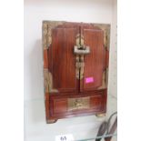 Chinese Hardwood Jewellery cabinet with brass lock and key