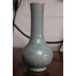 Chinese Celadon onion shaped vase with character mark to base