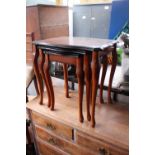 Nest of 3 Tables with carved detail and cabriole legs