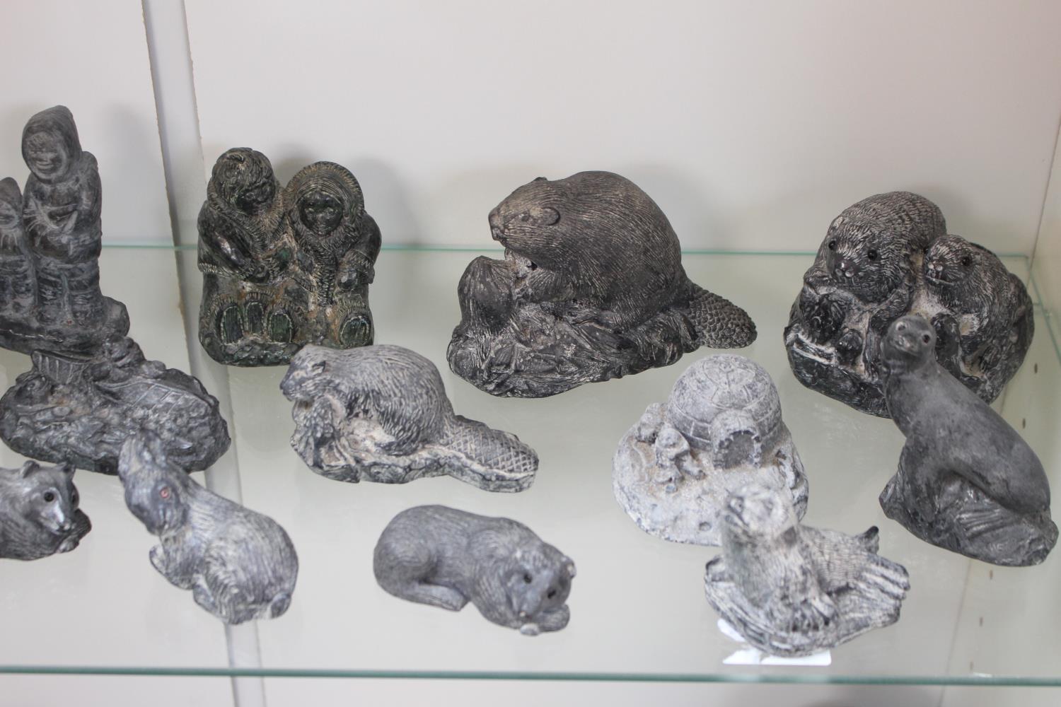 Large Collection of Canadian The Wolf Sculptures inc Inuits, Beaver, Seals etc - Image 3 of 3