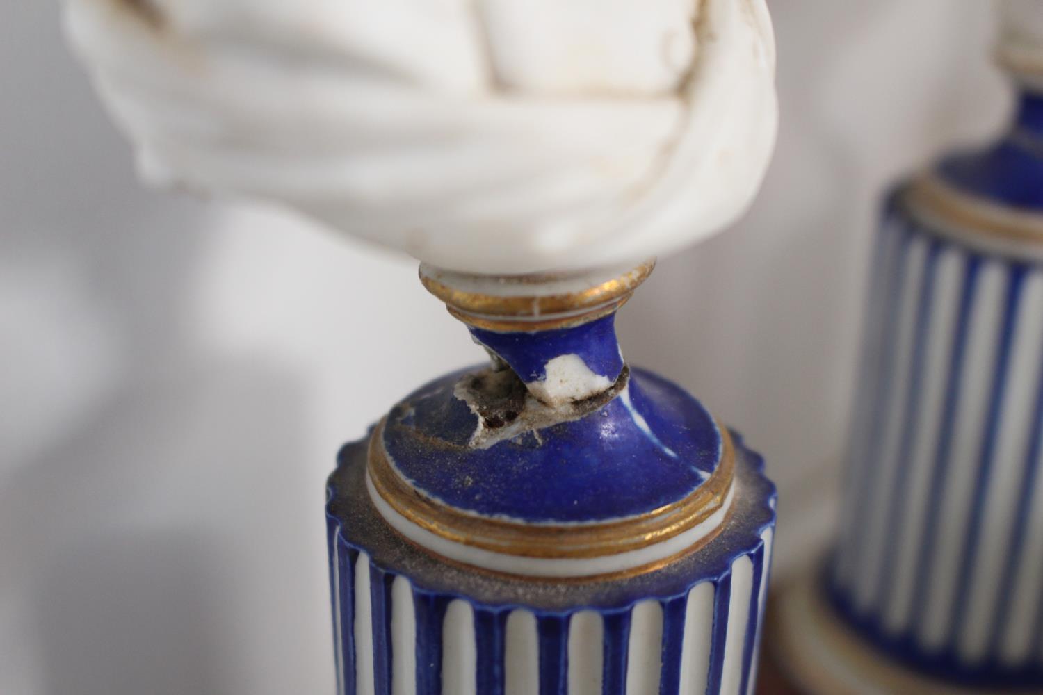 Pair of Ludwigsburg Busts on column bases, Collection of Doulton 2 tone Cruets and assorted Parian - Image 4 of 5