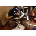 Gemstone Globe with 40 different minerals and semi-precious stones and a smaller globe