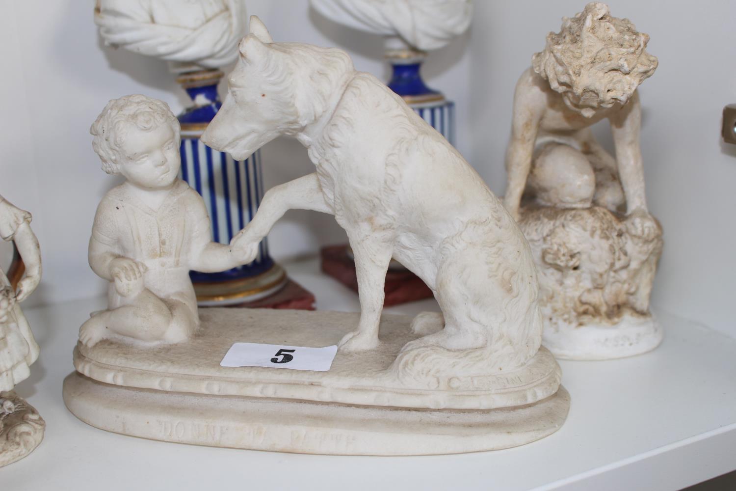 Pair of Ludwigsburg Busts on column bases, Collection of Doulton 2 tone Cruets and assorted Parian - Image 3 of 5