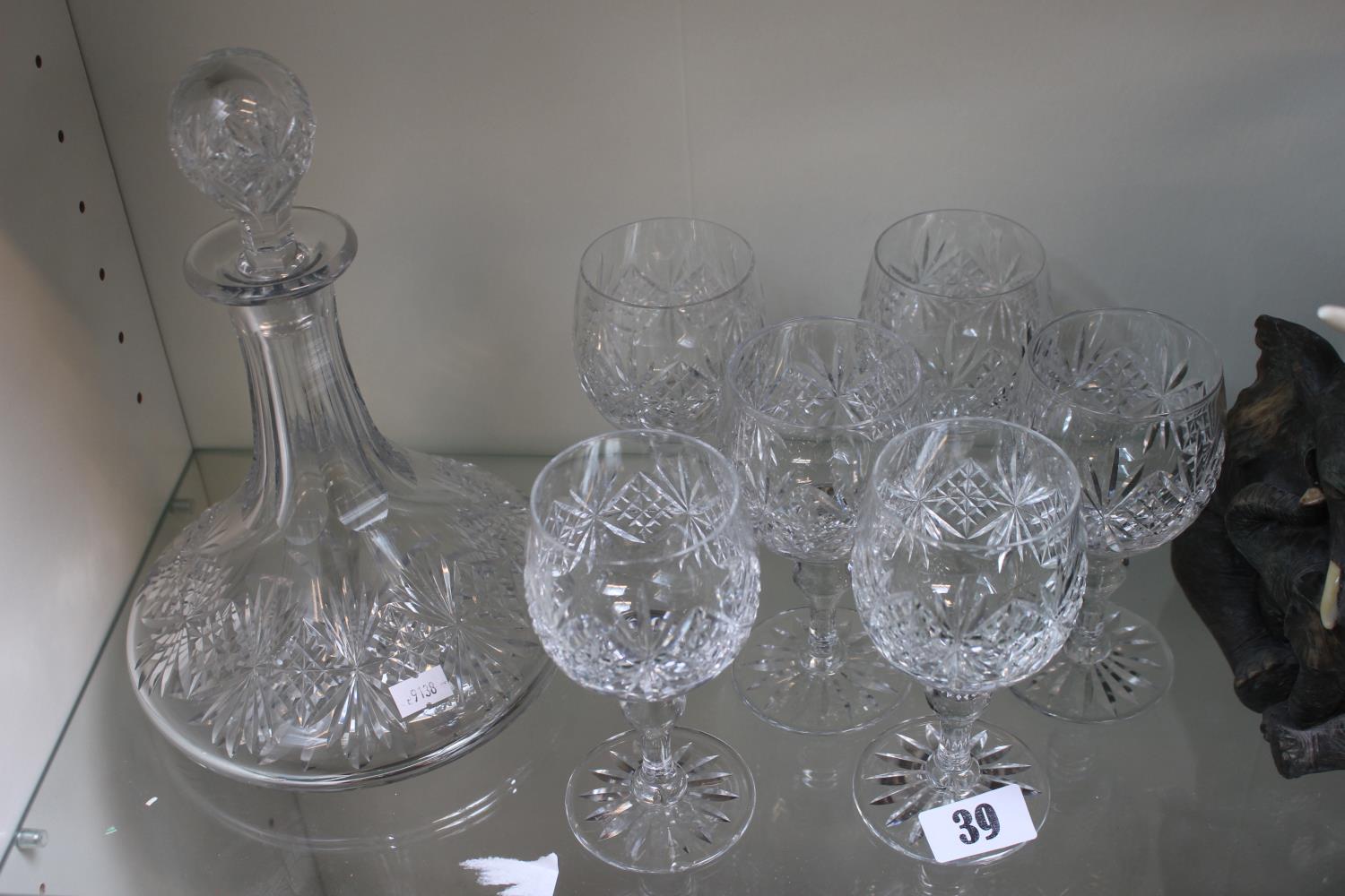 Set of 6 Thomas Webb Glasses and a Thomas Webb Decanter
