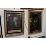 Richard Burke 1794 Gilt Gesso framed engraving and another Gesso framed print