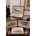 Set of 6 French coloured engravings