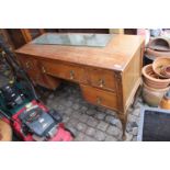 Oak Dressing table base with brass drop handles on long slender cabriole legs