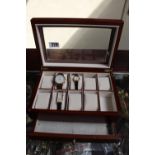 Watch box with 3 wristwatches inc. MSF and 2 other Quartz wristwatches