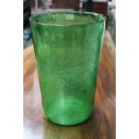Large Green glass bark effect vase with ground mark to base