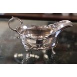 Early Georgian Silver Sauce boat with scroll handle London 1733, 112g total weight