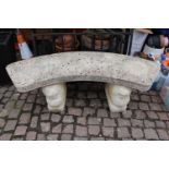 Heavy Concrete Curved Garden Bench on Lion supports