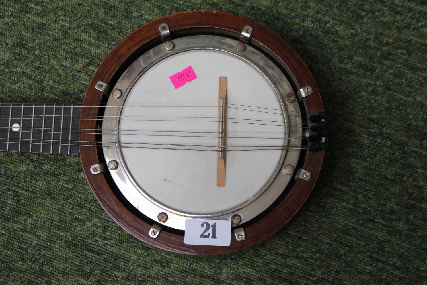 Vintage Banjo of 8 strings with mother of pearl inlay - Image 2 of 3