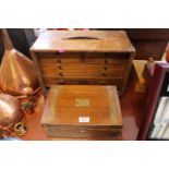Oak Cased M & W tool chest and a Victorian Walnut brass bound box