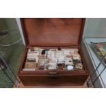 Edwardian Fitted wooden box of 3 trays with assorted Samples