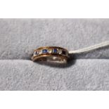 Ladies 9ct Gold Sapphire and CZ set eternity ring. 4g total weight. Size P