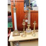 Collection of table lamp bases inc. a Large Column supported Lamp